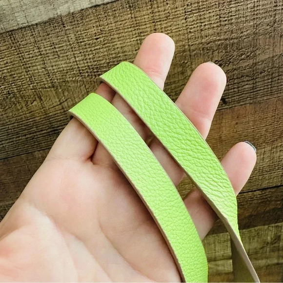 NWOT Gap Lime Cooler Leather Striped Tote - Picture 7 of 9